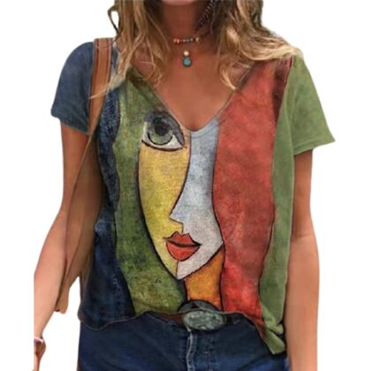 Women's V Neck Casual Oversize T-shirt