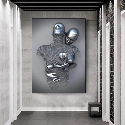 Metal Figure Romantic Statue Canvas Painting