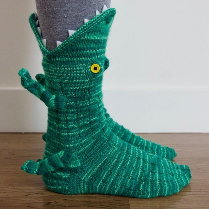 Cute Knitted Crocodile Unisex Socks