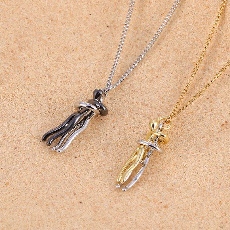 Affectionate Hug Necklace Couples Anniversary Valentine's Day Gift Fashion Punk Street Style Pendant Necklace - Image 8